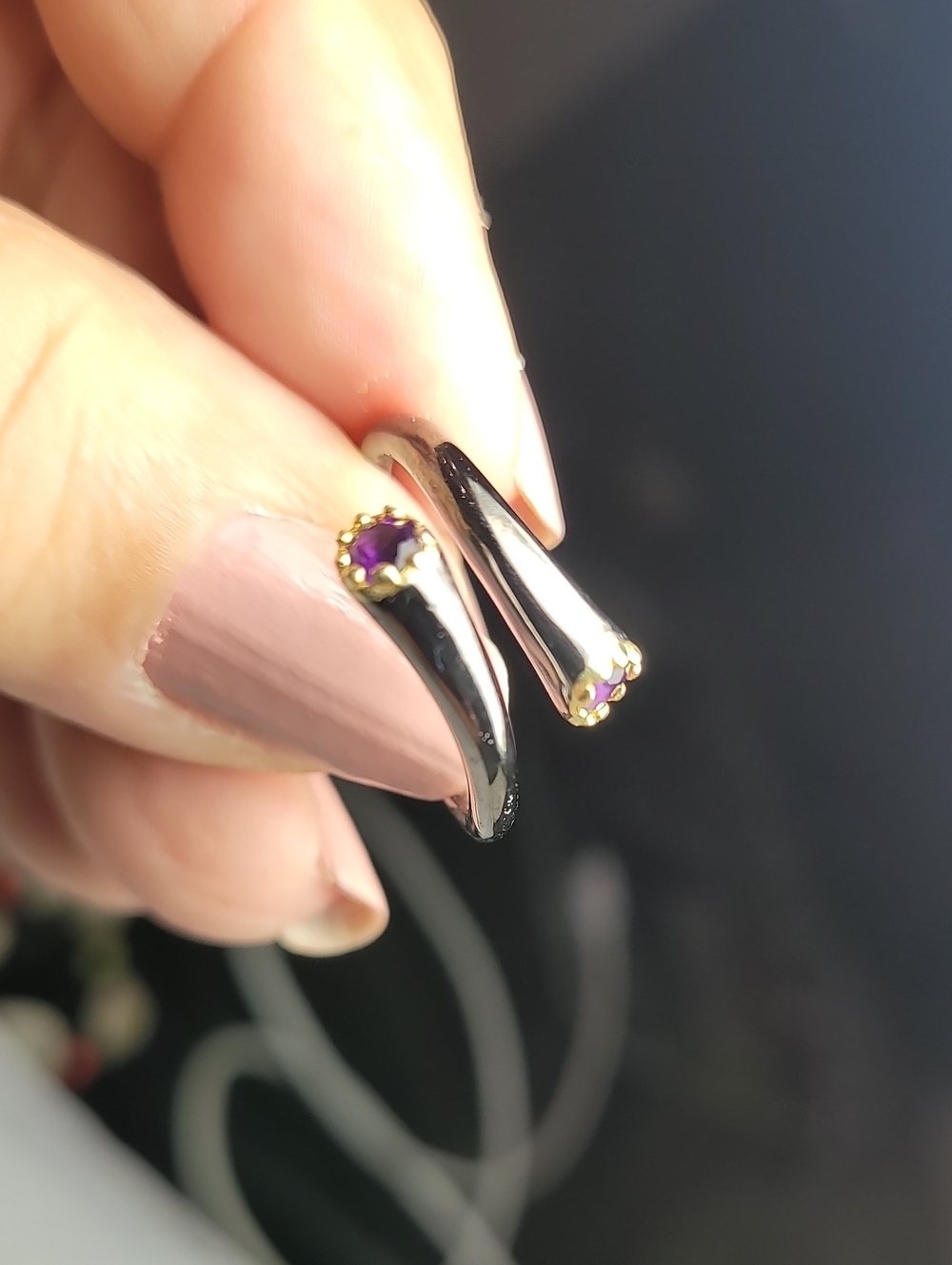 Sterling Silver Ring with Amethyst Gemstones - Women Jewelry